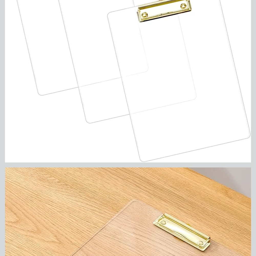 Clear Acrylic Clipboard with Gold Clip